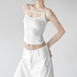 MUYUZI | Lace White Spaghetti Strap Top
