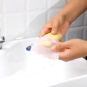 Kantong Jaring Sabun Batang Cair Halus Pembuat Busa Spons Jaring Mandi Double Layer Foaming Net Bath Shower Soap