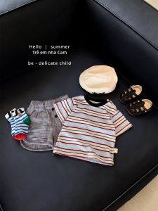 Breathable Boys Stripe T-Shirt Set