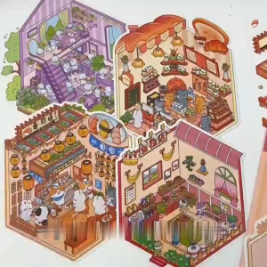 BF-M387 Sticker DIY 3D Scene Rumah Motif Lucu Mainan Anak Korean Dekorasi Ruangan / Mainan Kreatif