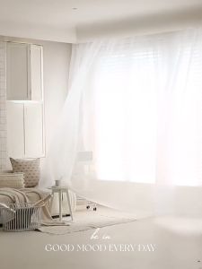Louver Lace Aesthetic Curtain For Living Room With Ring Sheer Elegant Curtain For Bedroom 5.2FT/5.9FT/7.2FT/8.2FT/9FT/9.9FT