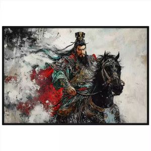 Tranh chân dung tướng quân cửi ngựa cổ trang. Tranh treo tường dán tường sơn dầu canvas CGI-1651