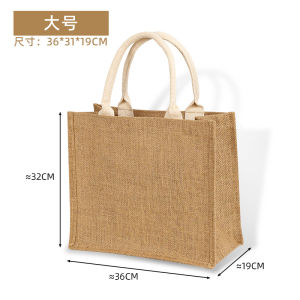 Burlap Handbag Handmade DIY Poke Embroidery Hand-Painted Cotton Linen Linen Canvas Jute Bag Environmental-Friendly Shopping Bag