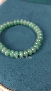 Vòng tay phong thủy đá Mã Não xanh lá kiểu hạt bánh xe size 8.4 li độc đáo cho mệnh Mộc Hỏa | Hoa Minh Gem