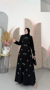 27gadih black gamis motif terbaru 2025 payet swarosky kekinian simpel