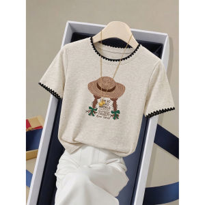 V.C.I | Crew Neck Contrast Edge Design Cotton T-Shirt