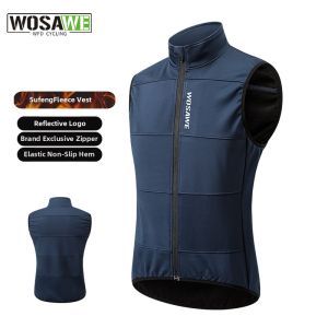 WOSAWE | Wosawe Mens Fleece Lined Cycling Vest Warmth High Elasticity Cold Resistant Bicycle Riding Outerwear Standard Fit Autumn Winter