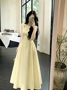 SUHUIQIAN | French Style Strapless Square Neck Waist Accentuating Slimming Dress