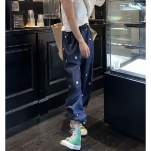 Quần Jeans Denim Lụa Ống Thẳng Ôm Dáng Cỡ Lớn Mùa Xuân 2025 Quần Ống Rộng Ôm Dáng Kiểu Mỹ Quần Dài Thường Ngày