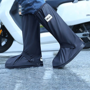 Waterproof Rain Boot Shoe Cover with Zipper Thicker Slip-resistant Long Shoe Cover Waterproof Men Women Reusable Rain Boots Covers can Adjusting Tightness