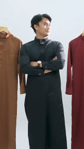 Gamis Pria Slimfit Jubah Pria Jubbah polos kancing kotak Jubah Gamis Muslim Pria Model Terbaru