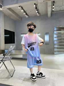 Childrens Basketball Uniform Short Sleeve Quick Dry Breathable Sportswear Two-Piece Set Youth Trend Customizable Fitness