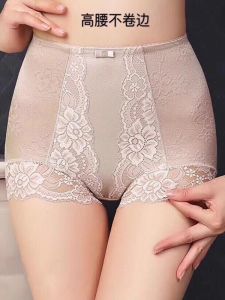 High Waist Lace Briefs Womens Thin Belly Control Seamless Belly Reducer Hip Lifting Breathable Large Size L-4XL Underwear