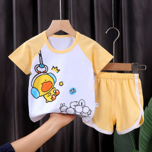Baby Summer Suit Kids Pure Cotton Short Sleeve T-Shirt Shorts Two-piece Set Clothes for Babies Boys and Girls Thin Summer Clothing