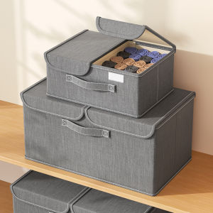 Cotton Linen Foldable Storage Box with Lid