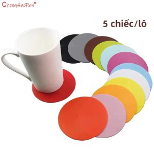 5 Chiếc Đế Lót Ly Silicon Tròn 10Cm Thân Thiện Với Môi Trường Chống Thấm Nước Màu Kẹo Trang Trí Nhà Chống Trơn Trượt & Không Mùi Phong Cách Đơn Giản