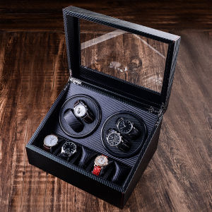 Carbon Fiber Leather Shaking Watch Device For Home Automatic Mechanical Watch Watch Winder Watch Storage Motor Mute Turn Watch Box