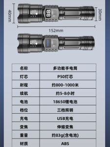 Rechargeable zoom flashlight Outdoor Ultra-Bright Torch Camping Flashlight 手电筒