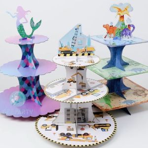 3 Tier Mermaid Cupcake Stand Cupcake Topper For Kids Birthday Party Decorations