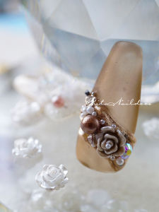 Metallic Resin Flower Nail Art Decorations Pearl Camellia Turban Imitation Flower Aurora 3D Nail Accessories