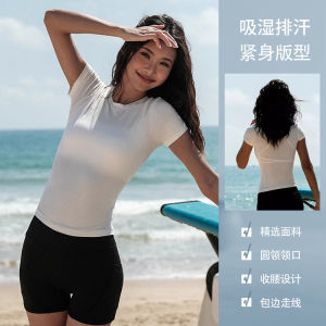 Dance Running Short Sleeve round Neck Yoga Clothes Womens Base Shirt Casual Easiest for Match Workout Top Loose Exercise T-shirt