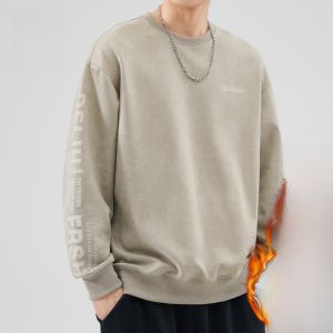 ROMON | Loose Fit Round Neck Long Sleeve Sweatshirt Casual Comfortable Mens T-Shirt Fashionable Urban Style Basic Layering Top