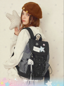 VANWALK | Original Design Star Pattern Womens Backpack Drawstring Wrinkles Travel Commuter