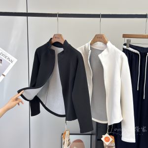 LUseries Double-sided Polar Fleece Graphene Heating Skin-friendly Slim Fit Short Cardigan Womens Fashion Autumn Zipper Closure Coat