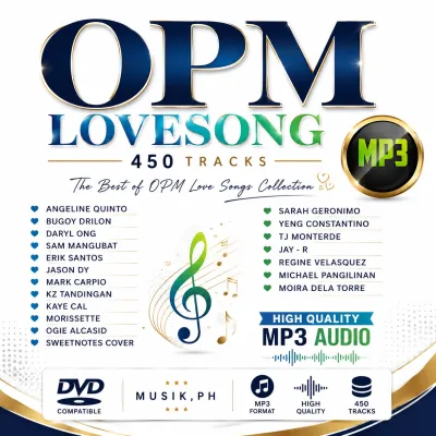 OPM Lovesong 450 Tracks High Quality Audio MP3 DVD - Best of OPM Love Songs Collection