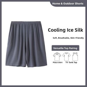 miiow | Mens Ice Silk Sleepwear Shorts Cool Feeling Thin Model New Summer Home Clothes Large Size Can Be Worn Outside Short Pants