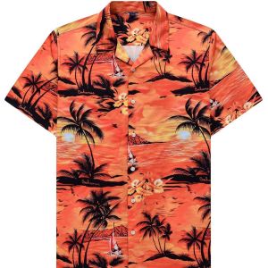 Mens Hawaiian Shirt Loose Fit Short Sleeve Digital Printed Summer Casual Wear Lapel Thick Style