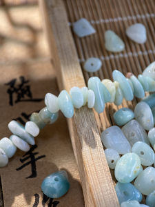 ทำด้วยมือธรรมชาติ DIY ลูกปัดเครื่องประดับอุปกรณ์เสริม 58 มมเจาะรู สีหิน วัสดุสำหรับสร้อยข้อมือสร้อยคอ S140