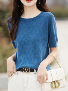DONGYINUAN | Pure Cotton Knitwear Lacy Short Sleeve Summer Top