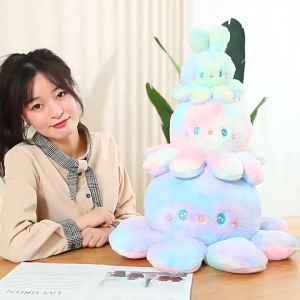 25cmเตรียมการจัดส่งตุ๊กตาปลาหมึกสีไล่ระดับสีพลิกกลับด้านปลาหมึกน่ารักของเล่นตุ๊กตาของขวัญวันเกิดTikTok