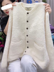 QINGNAER | Autumn Winter New Versatile Soft Korean Style Cream White Single Button Pocket Knit Sweater