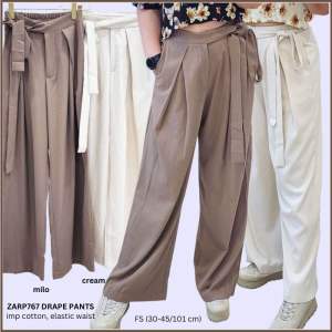 Celana Panjang Wanita Murah (ZARP767 Drape Pants Black/ Grey/ Beige/ Milo)
