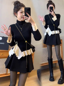 Áo Len Dệt Kim Ôm Vừa Vặn Thời Trang Đầu Thu Cổ Cao Tay Dài Chất Liệu Lụa Dành Cho Nữ