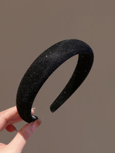 Shiny Sparkling Sponge Hairband Womens New 2024 High Forehead Face Wash Hair Clip Fashionable Korean Style Fresh Outlined