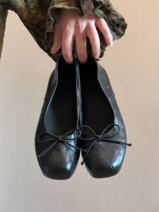 FANGXI | Spring Ballet Bow Square Toe Medium Heel Shoes