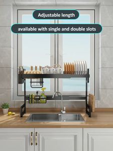 Lifinity Kệ Để Đồ Bồn Rửa Nhà Bếp Đa Năng Chất Liệu Thép Cacbon Chiều Dài Có Thể Điểu Chỉnh Màu Đen