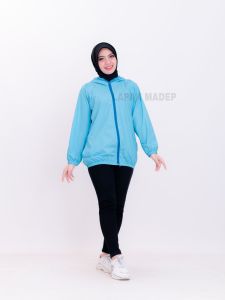 Jaket Running Parasut Polos Wanita Sauna Suit Jogging Lari Bersepeda Gym Fitnes Senam