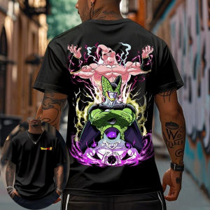Bandai | Dragon Ball Summer Mens T-Shirt Japanese Anime Majin Buu Freeza Cell Autumn Classic Harajuku Boy Child-Child Trend Short Sleeve