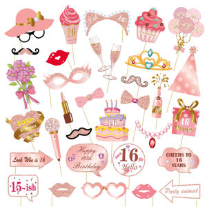1set Pink 13 16 18 30 40 50 60 Photo Booth Props Adult Birthday Party Decoration Birthday Photo Props Birthday Supplies