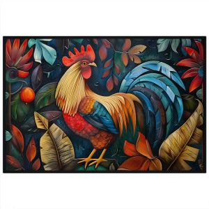Tranh treo tường tranh dán tường tranh trừu tượng trang trí con gà trống tranh phong thủy decor phong cách hiện đại in Canvas. CGI-361