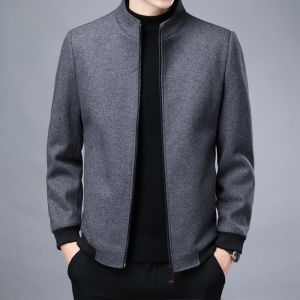 ROMON | Romon Woolen Jacket Mens Casual Stand Collar Coat Autumn Winter New Style Middle-aged Dad Clothes Thick Warm Fashion City