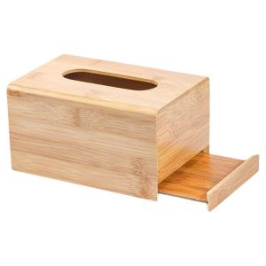 Bamboo Wood Tissue Box Home Office Storage Box Advertising Paper Drawer Box Restaurant Hotel Public Place Simple Design Square Shape
