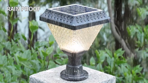 Solar Gate Pillar Light LED Tricolor+RGB Outdoor Post Light IP67 Waterproof Gate Wall Lights ALight-Controlled Sensor Switch Fence Light for Gate Railing Balcony