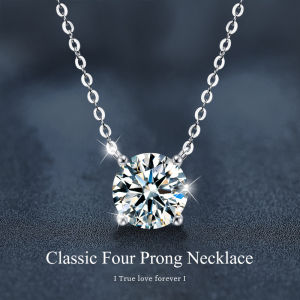 [Fashion Necklace] Trumium✨1 carat classic four-claw pendant clavicle chain hypoallergenic material S925 sterling silver moissanite necklace female simple light luxury necklace jewelry gift