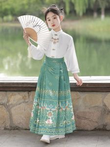 Revised Hanfu Set Long Sleeve Childrens Ancient Costume Ming Dynasty Tang Suit for Girls New 2025 Winter New Arrival