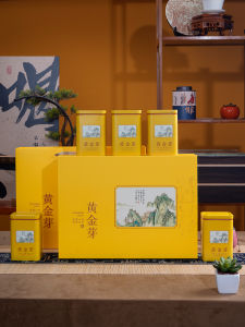 Gold Bud Tea Gift Box Half Pound High End Tea Canister Gold Tea Leaf Packaging Box Handmade Metal Craft Vintage Style